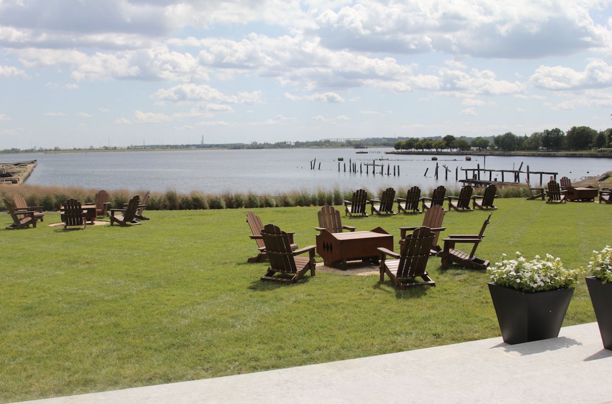 The waterfront lawn
